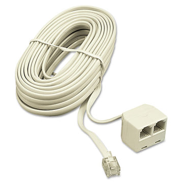 Softalk® Telephone Extension Cord, Plug-dual Jack, 25 Ft., Almond freeshipping - TVN Wholesale